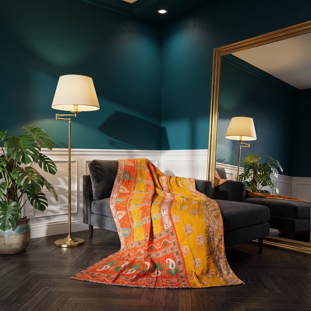 Nomad Trail Vintage Cotton Kantha Throw