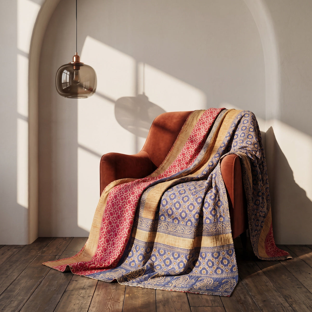 Reverse side 4 – Dream Mist Vintage Cotton Kantha Throw