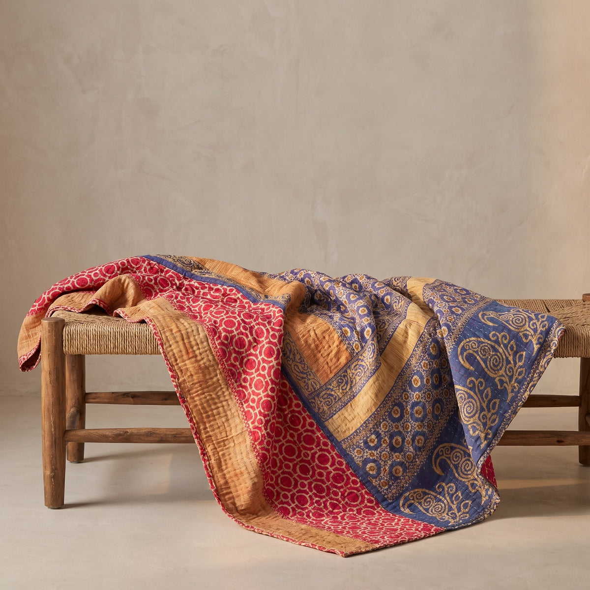 Reverse side 6 – Dream Mist Vintage Cotton Kantha Throw