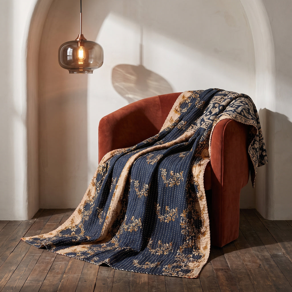 Wanderer's Loom Vintage Cotton Kantha Throw