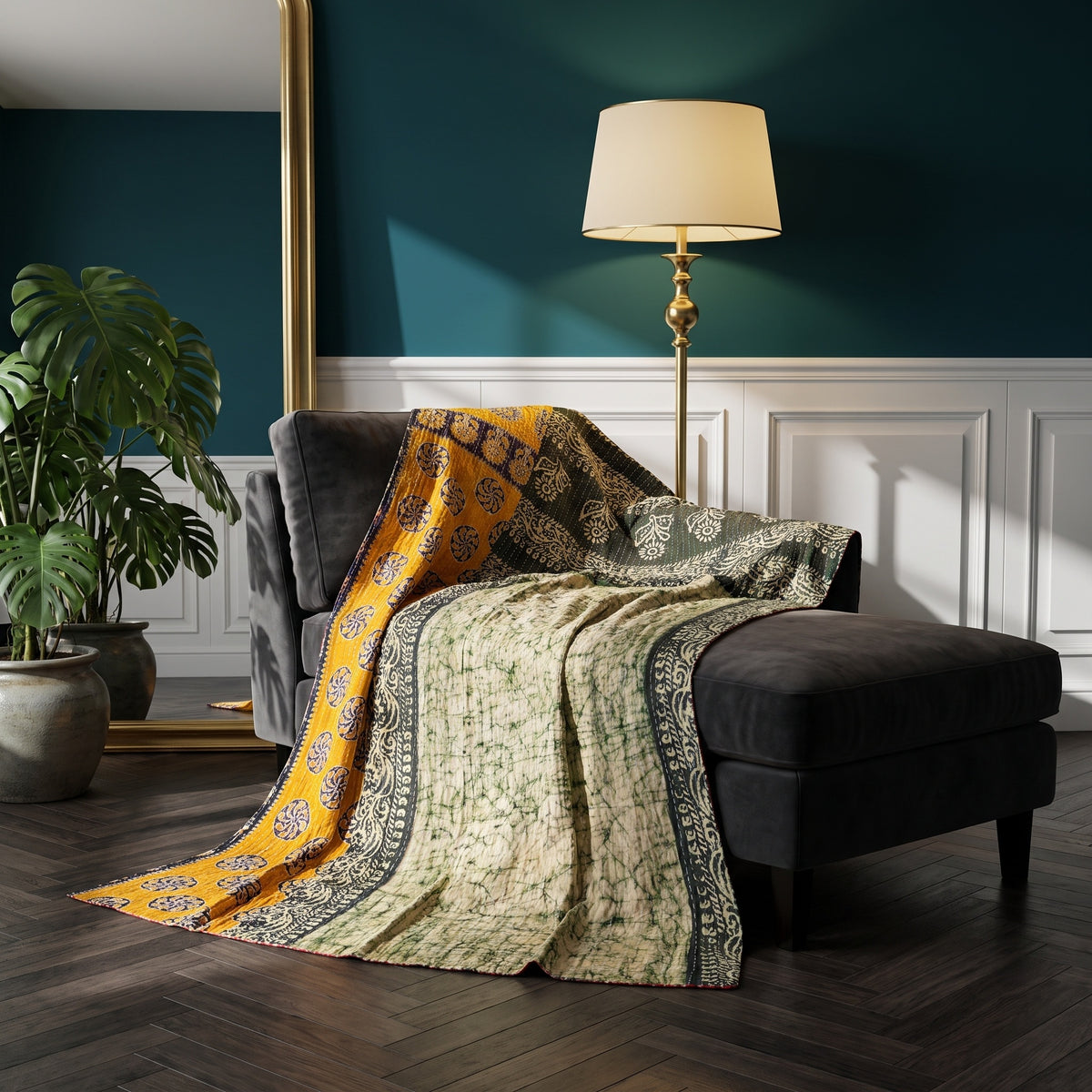 Heirloom Passage Vintage Cotton Kantha Throw