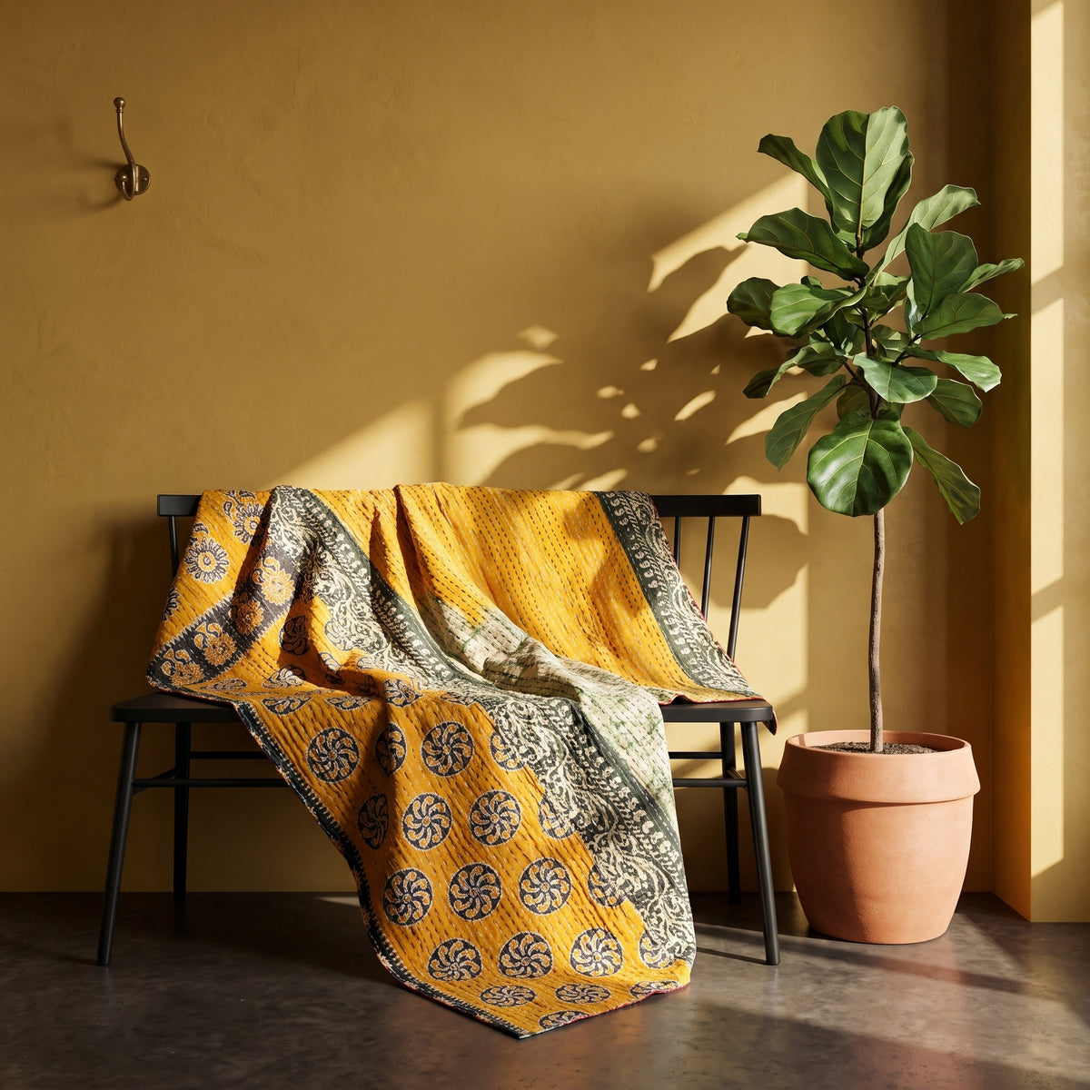 Heirloom Passage Vintage Cotton Kantha Throw