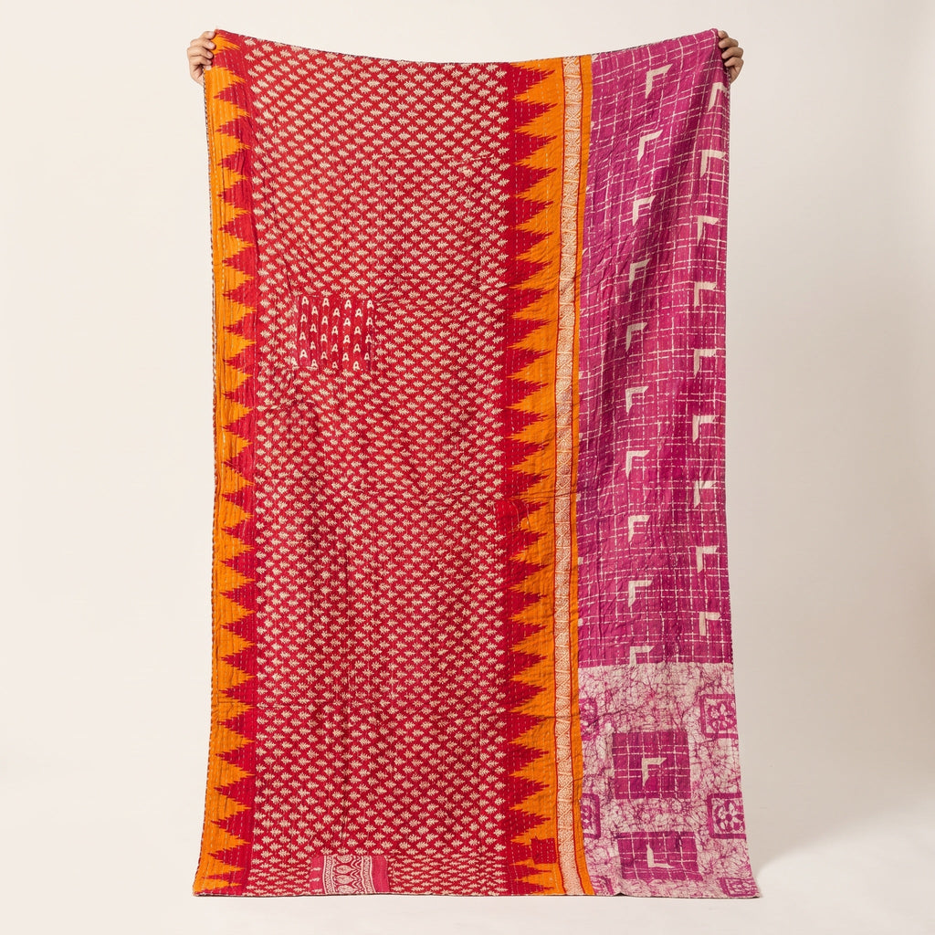 Reverse side 7 – Heirloom Fern Vintage Cotton Kantha Throw