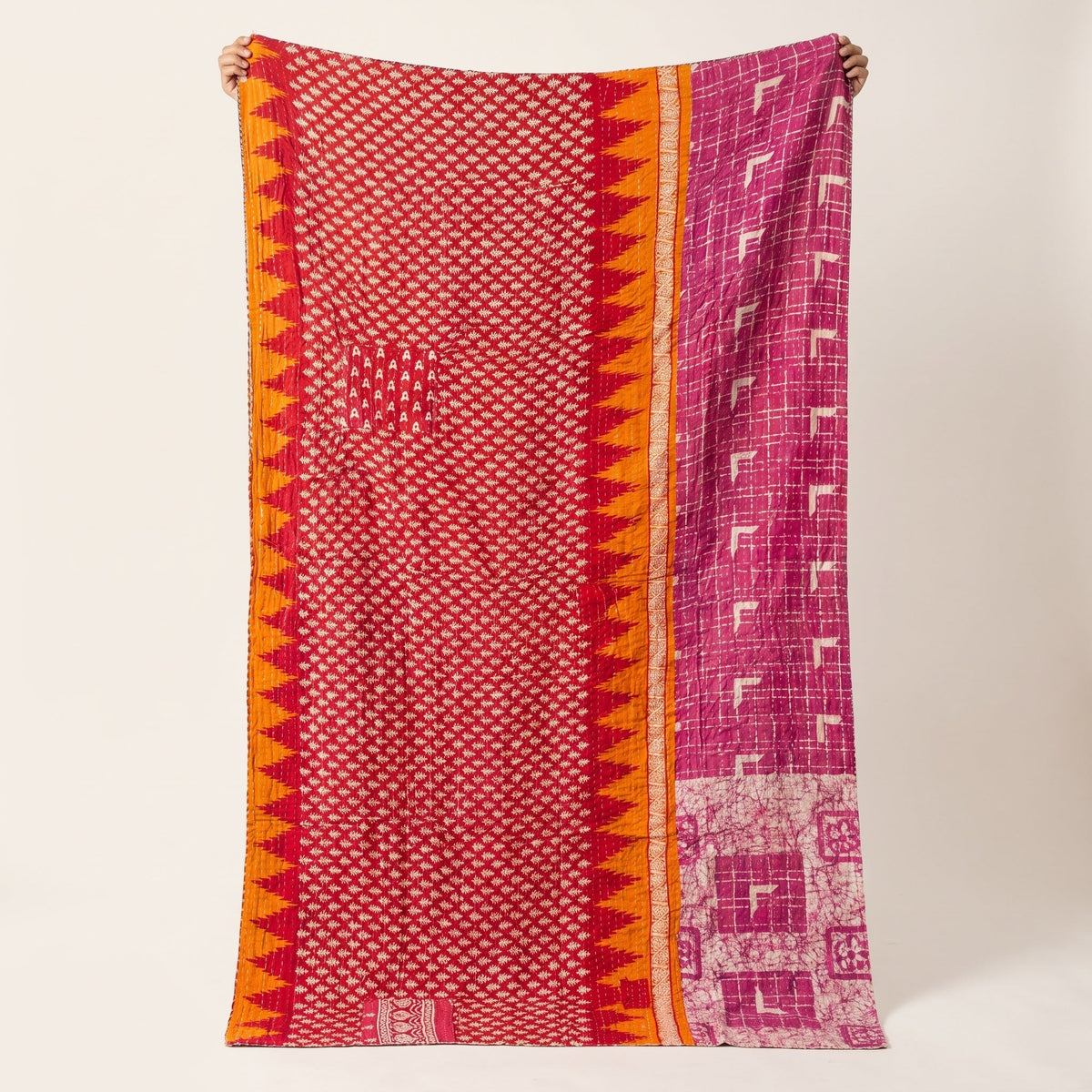 Reverse side 7 – Heirloom Fern Vintage Cotton Kantha Throw