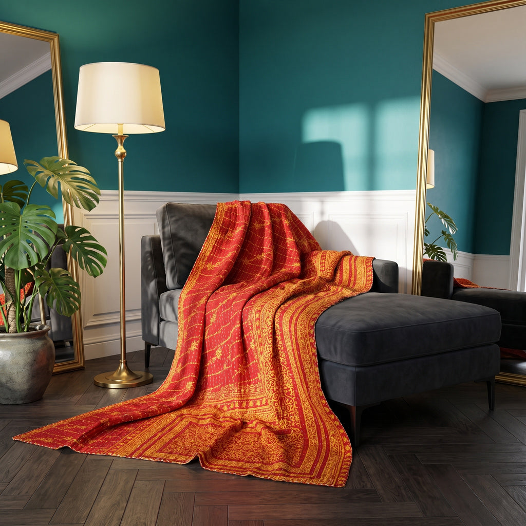 Caravan Story Vintage Cotton Kantha Throw