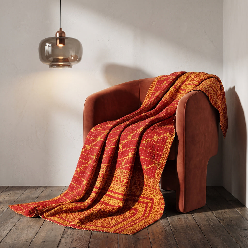 Caravan Story Vintage Cotton Kantha Throw