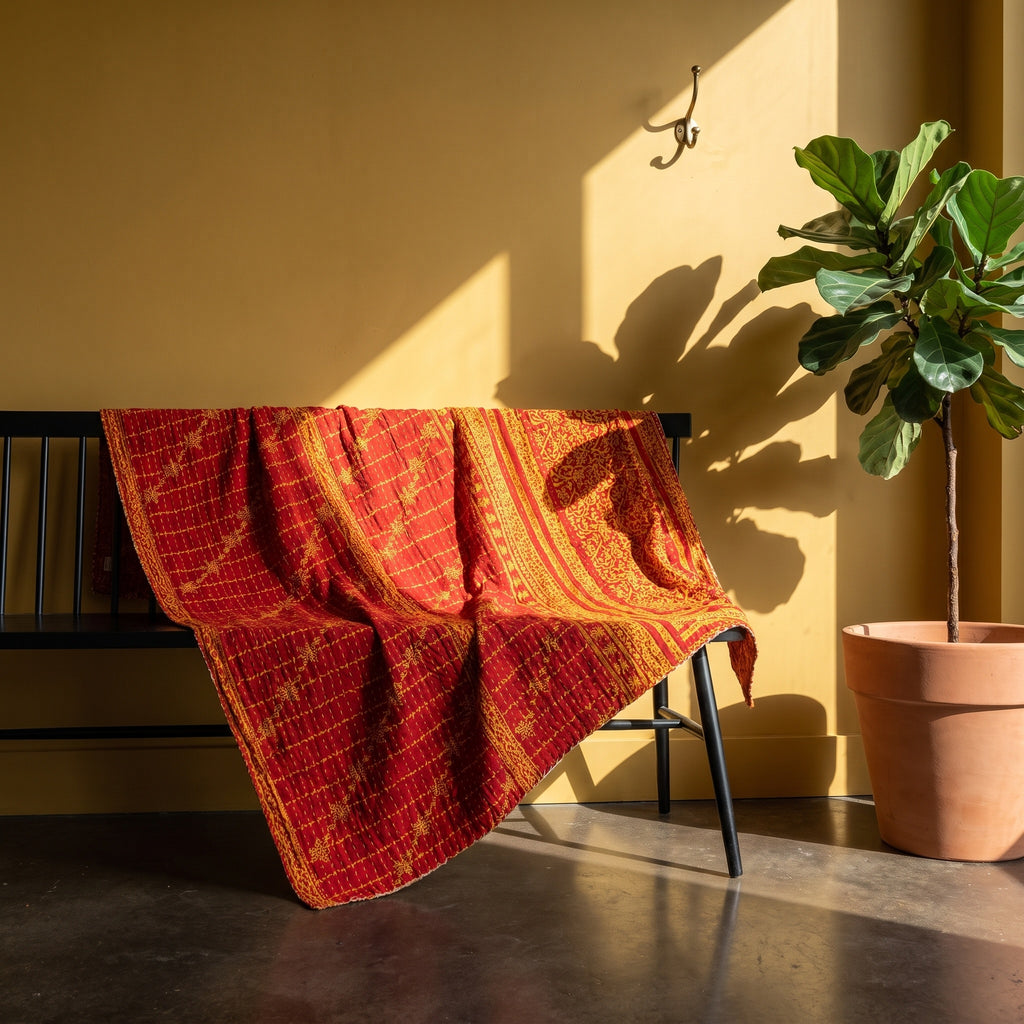 Caravan Story Vintage Cotton Kantha Throw