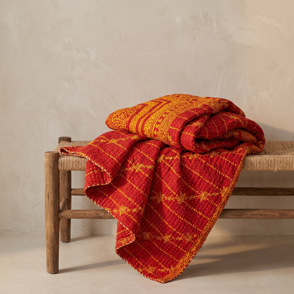 Caravan Story Vintage Cotton Kantha Throw