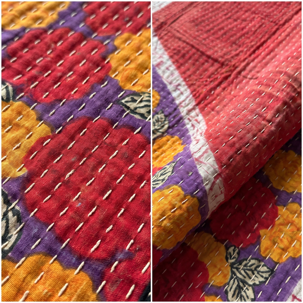 Reverse side 2 – Enchanted Indigo Vintage Cotton Kantha Throw
