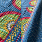Reverse side 2 – Whisper Cobalt Vintage Cotton Kantha Throw
