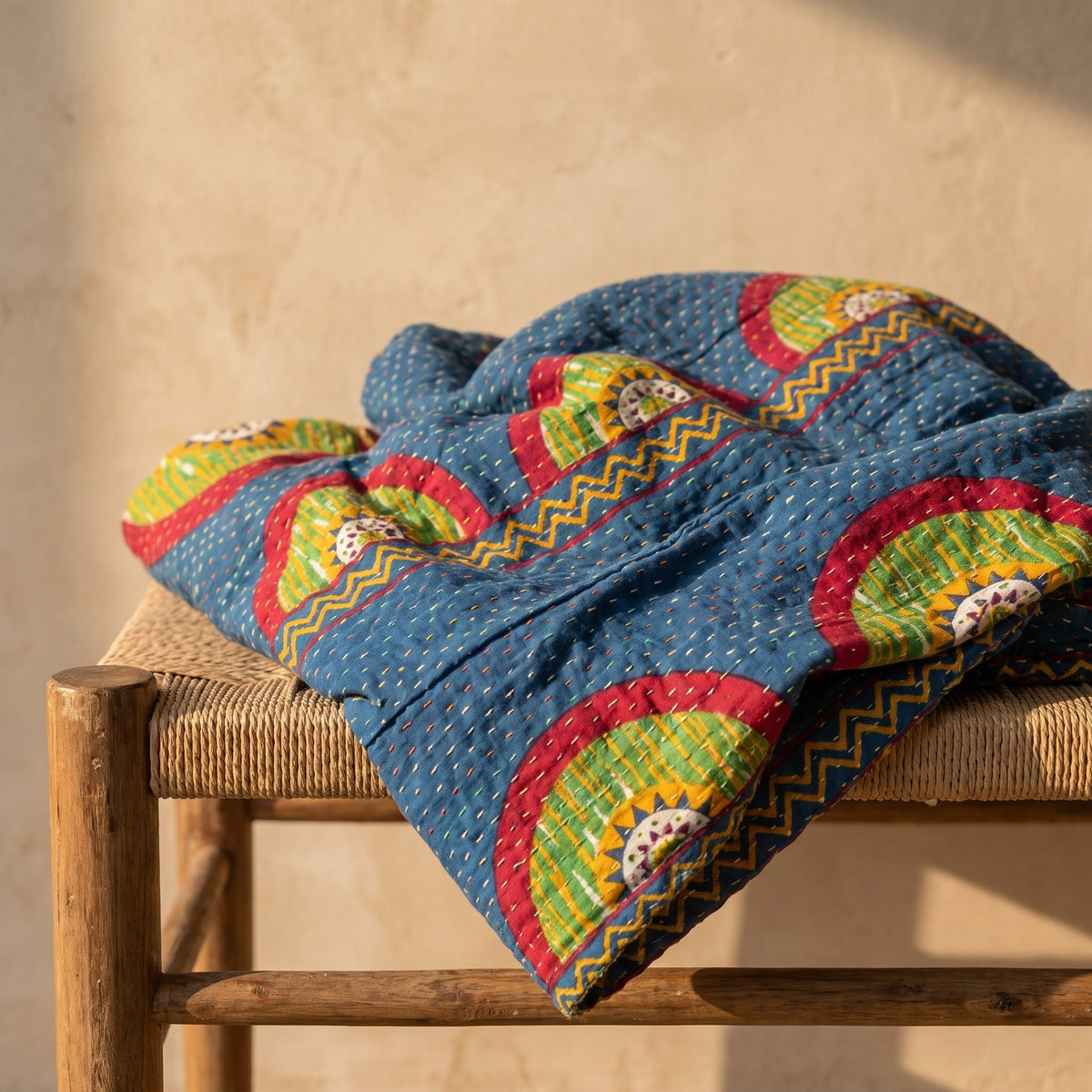 Reverse side 6 – Whisper Cobalt Vintage Cotton Kantha Throw