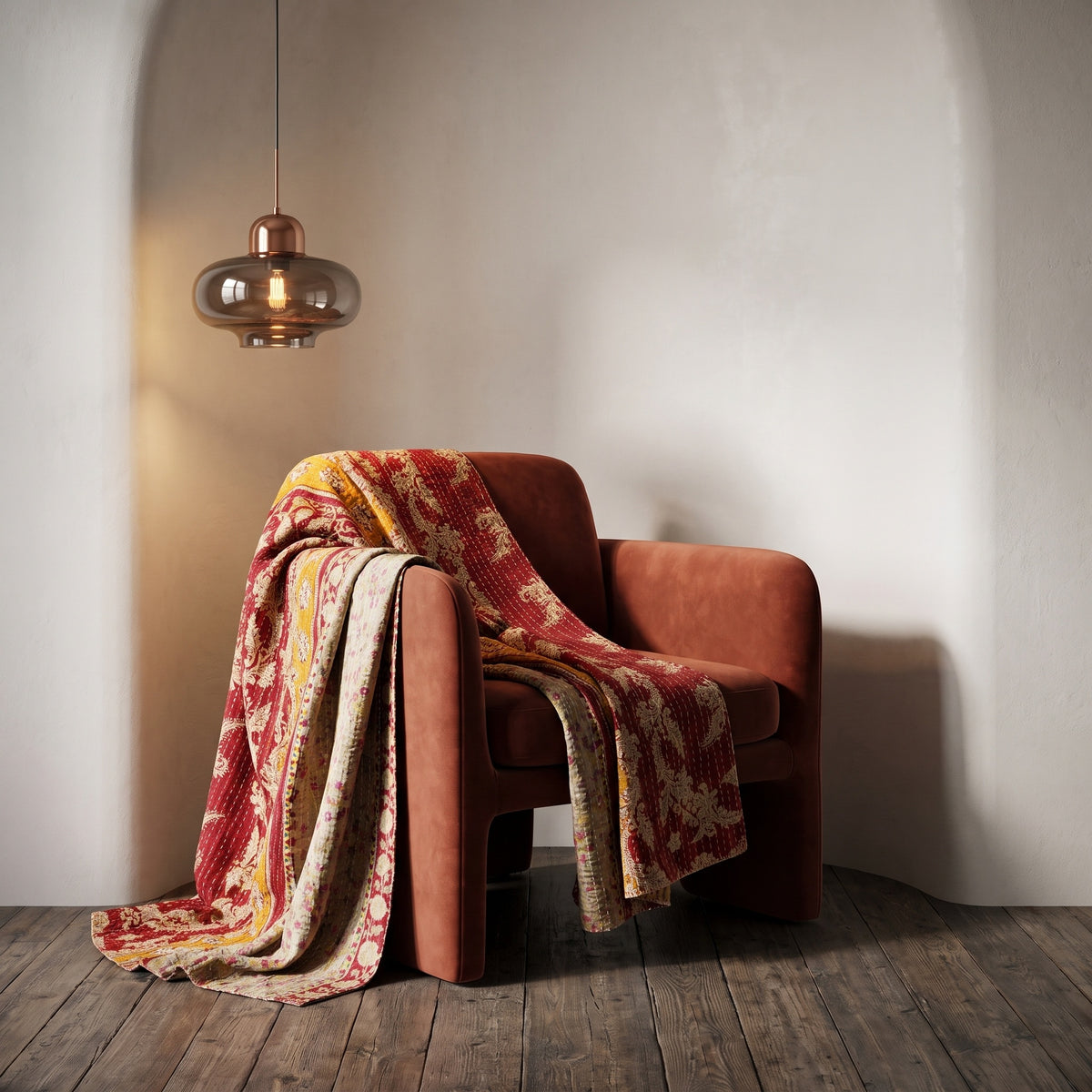 Wanderer's Tale Vintage Cotton Kantha Throw