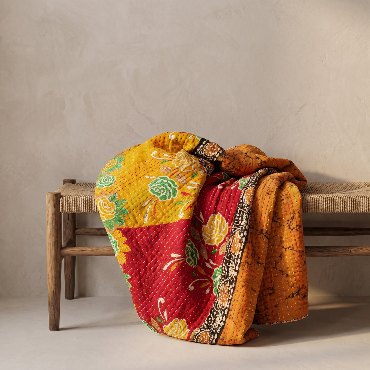 Reverse side 6 – Indigo Dream Vintage Cotton Kantha Throw