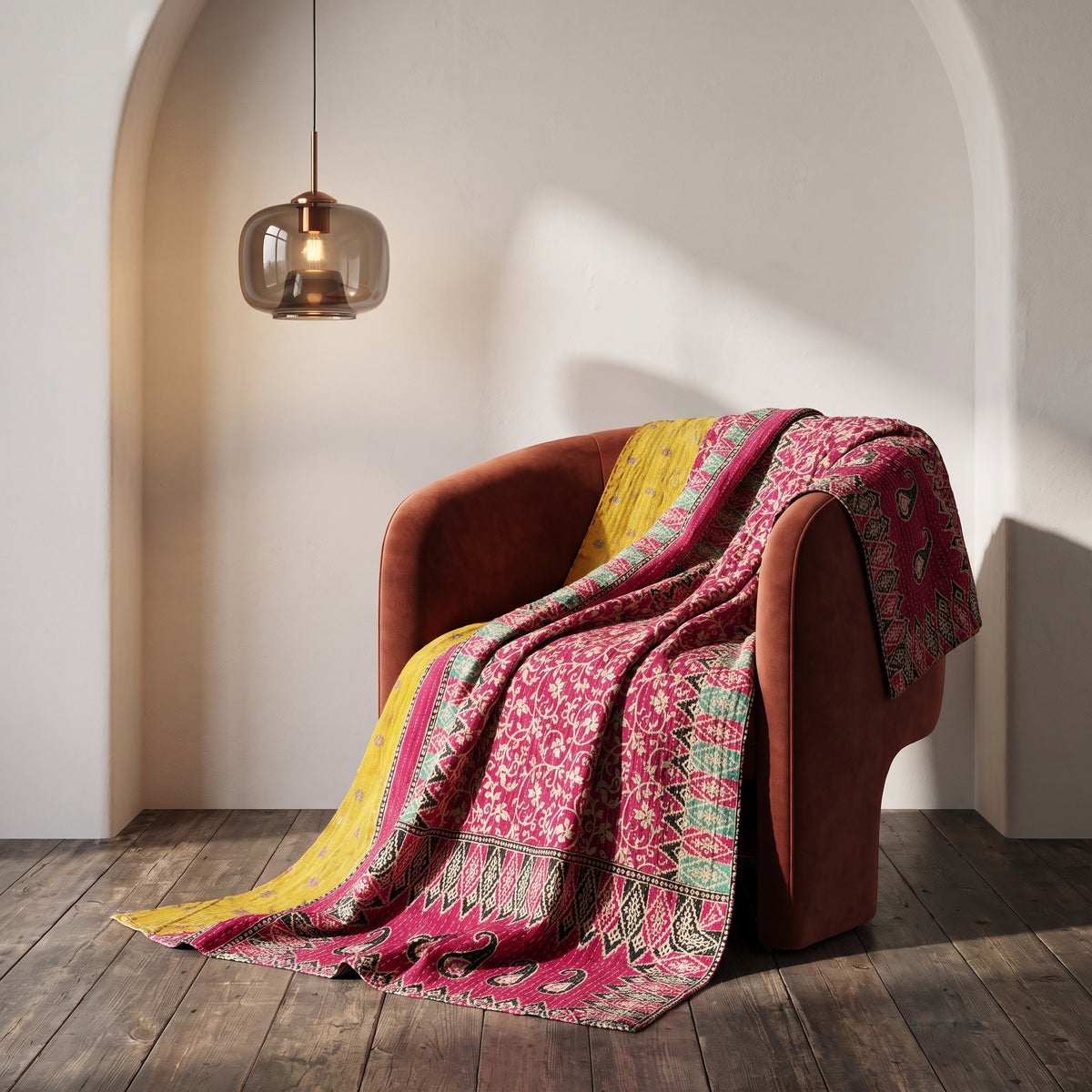 Heritage Journey Vintage Cotton Kantha Throw