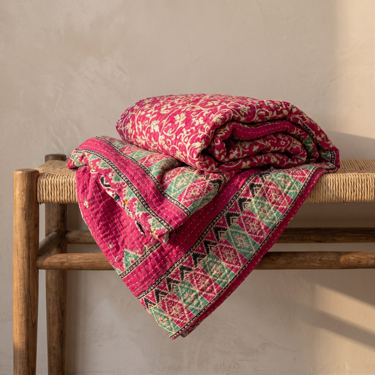 Heritage Journey Vintage Cotton Kantha Throw