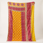 Reverse side 7 – Saffron Terracotta Vintage Cotton Kantha Throw