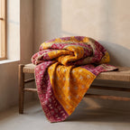 Reverse side 6 – Saffron Terracotta Vintage Cotton Kantha Throw