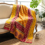 Reverse side 1 – Saffron Terracotta Vintage Cotton Kantha Throw