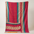 Plaid Kantha en coton vintage Caravan Meadow