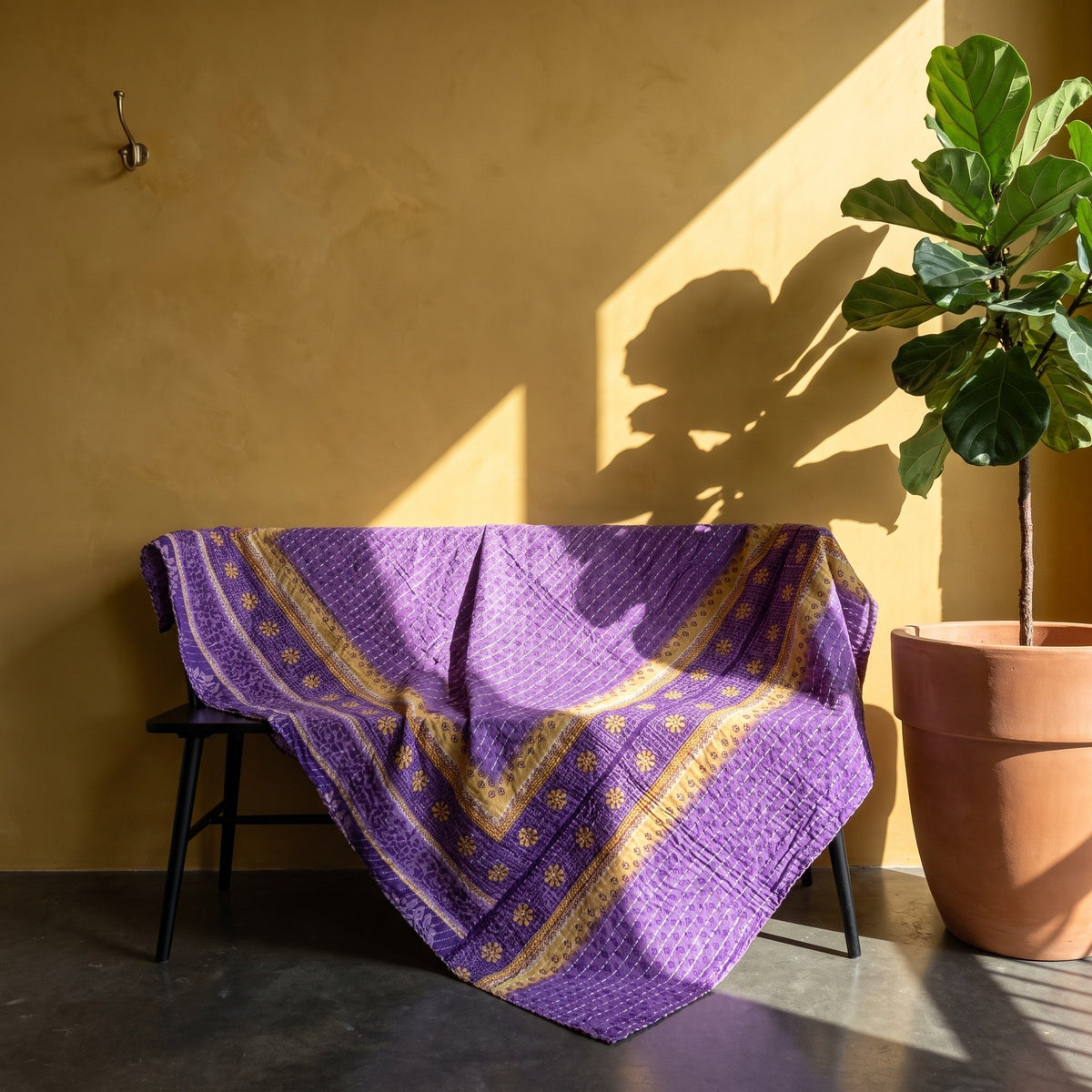 Reverse side 5 – Luminous Indigo Vintage Cotton Kantha Throw