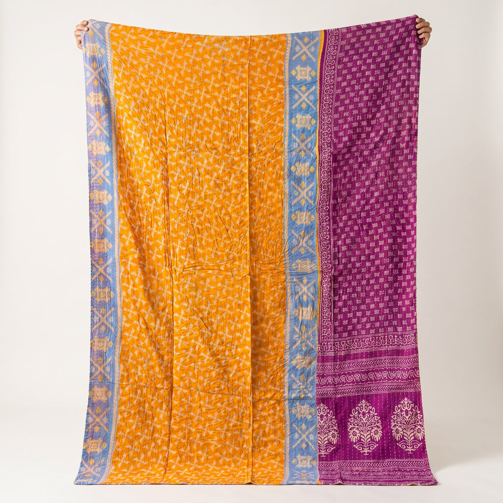 Quiet Passage Vintage Cotton Kantha Throw