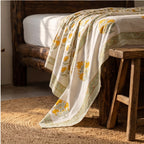Azure Bloom Hand Block Printed King Bedsheet Set