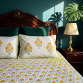 Azure Bloom Hand Block Printed King Bedsheet Set