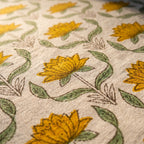 Azure Bloom Hand Block Printed King Bedsheet Set