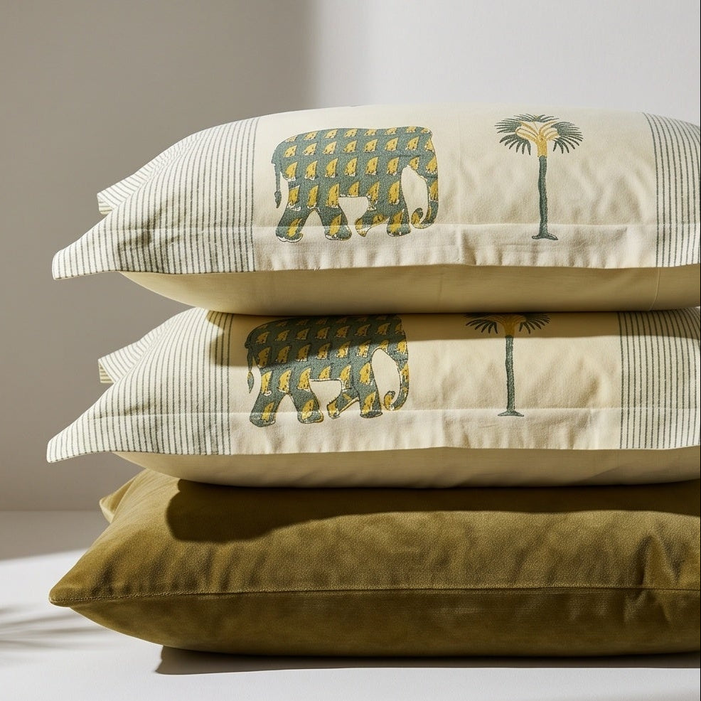 Dawn Indigo Hand Block Printed King Bedsheet Set