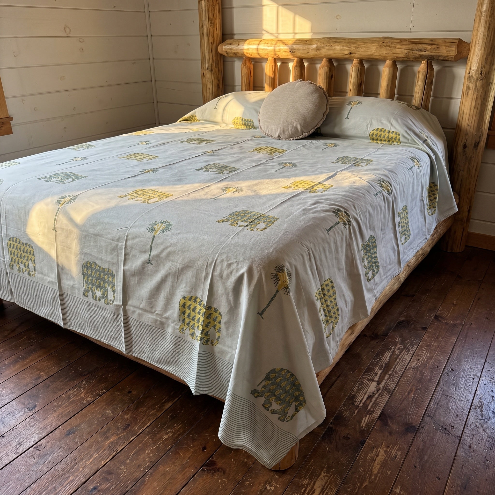 Dawn Indigo Hand Block Printed King Bedsheet Set