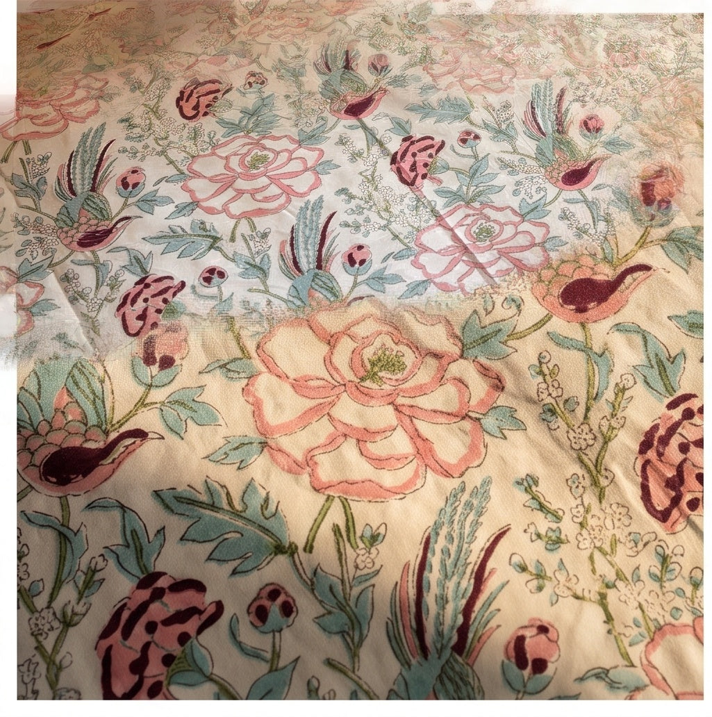 Dewy Fern Hand Block Printed KING Bedsheet