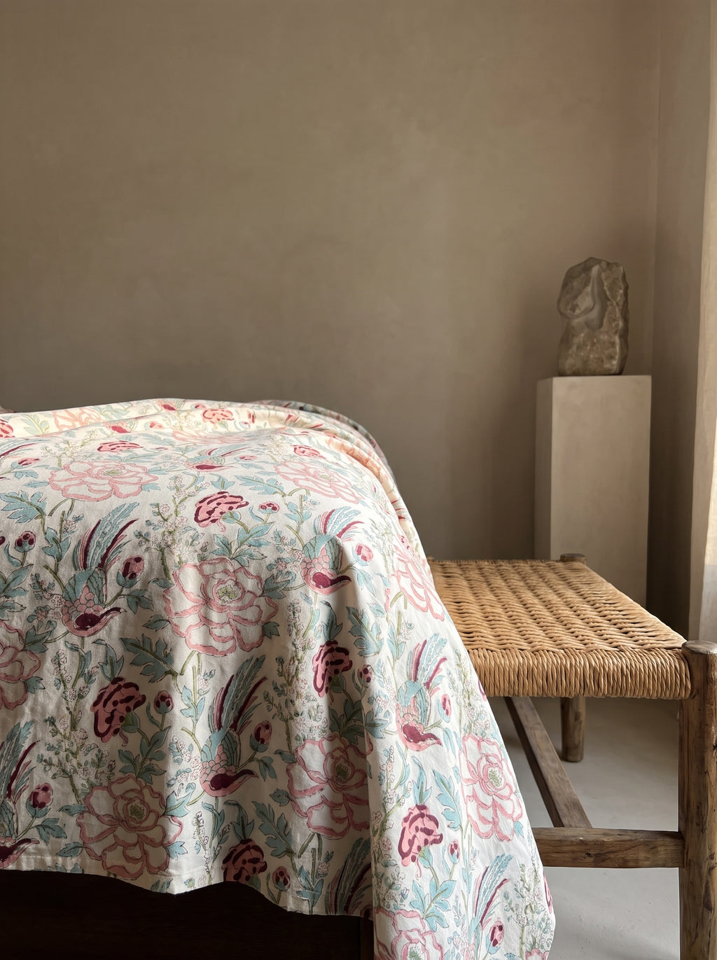 Dewy Fern Hand Block Printed KING Bedsheet