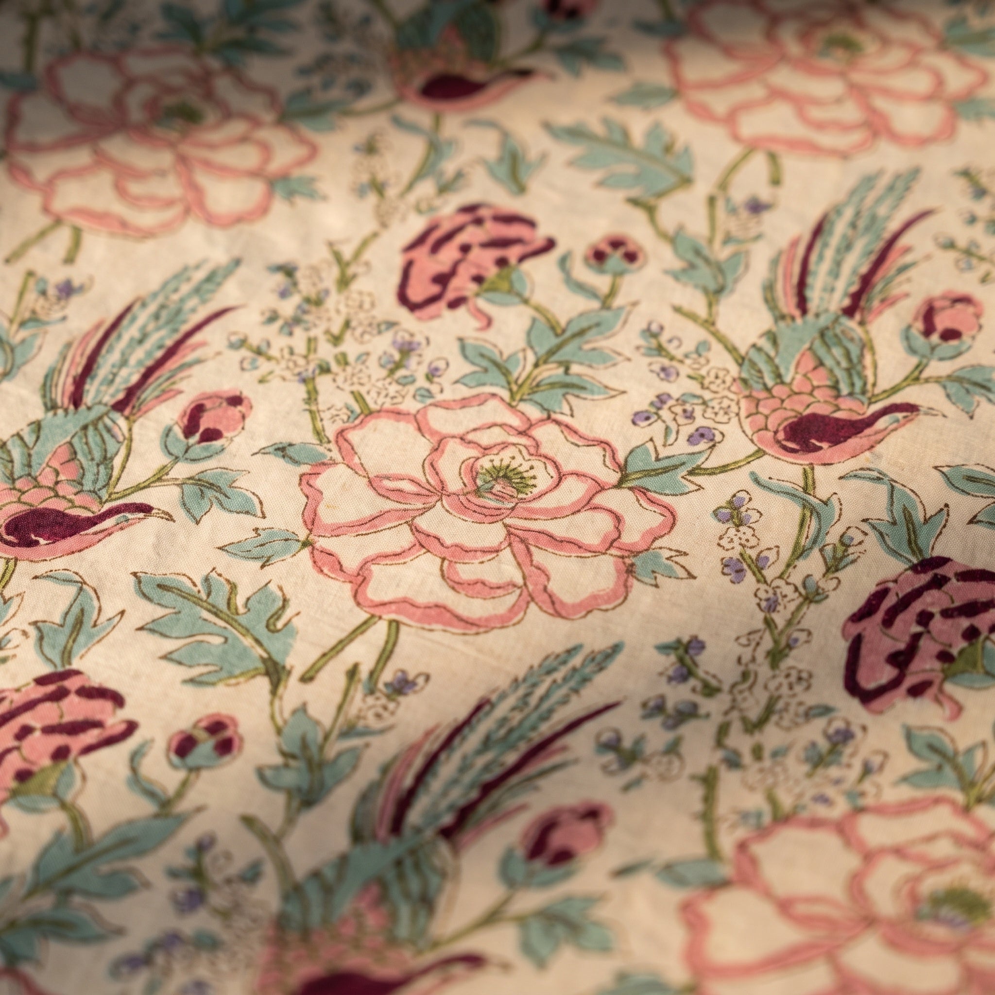 Dewy Fern Hand Block Printed KING Bedsheet