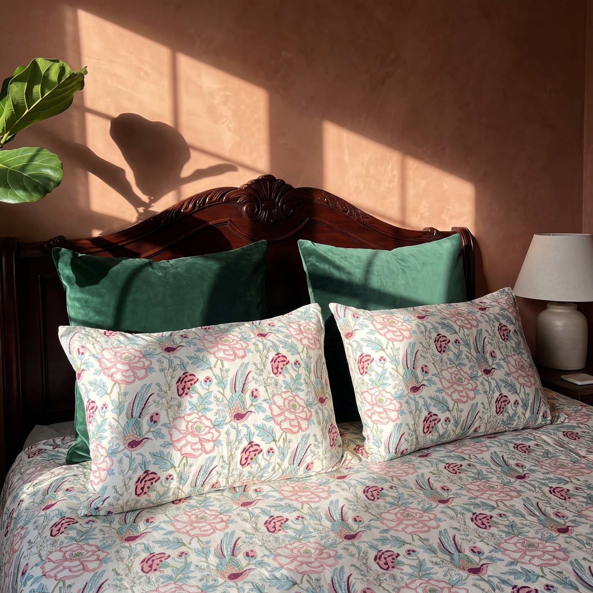 Dewy Fern Hand Block Printed KING Bedsheet