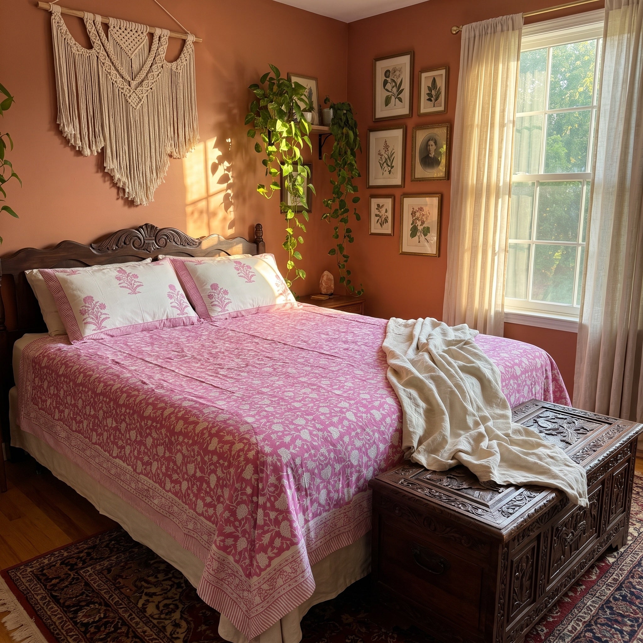 Verde Fern Hand Block Printed King Bedsheet