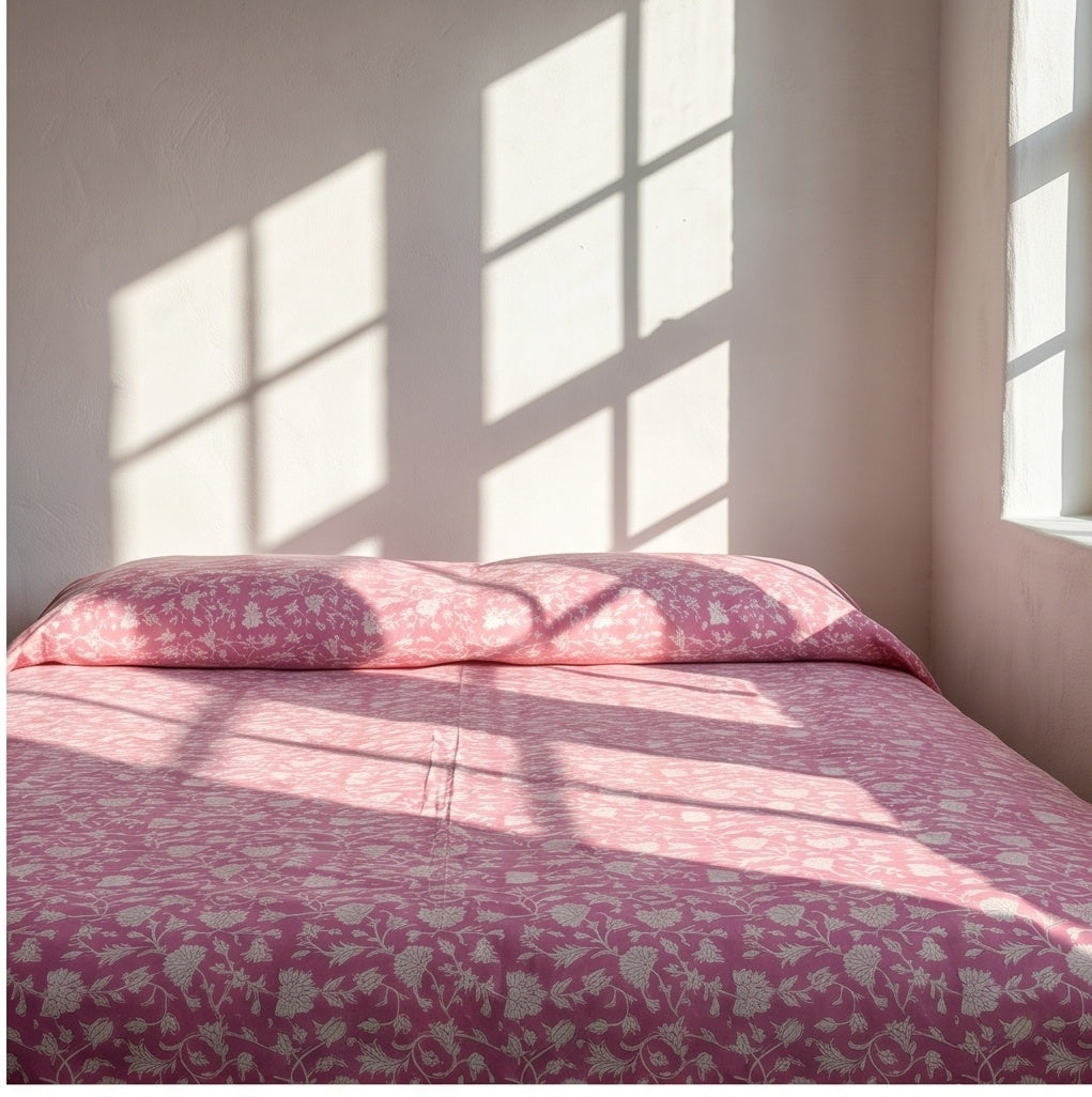 Verde Fern Hand Block Printed King Bedsheet