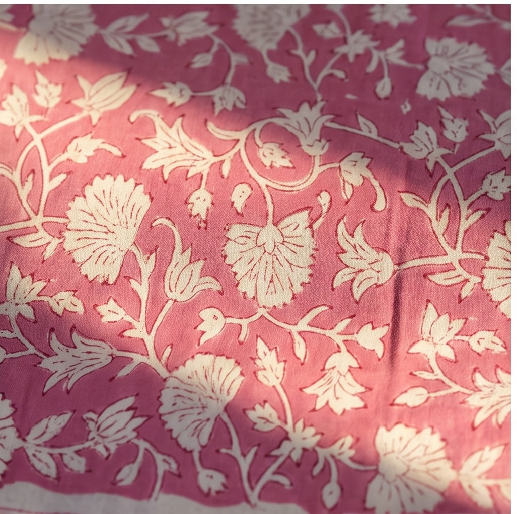 Verde Fern Hand Block Printed King Bedsheet