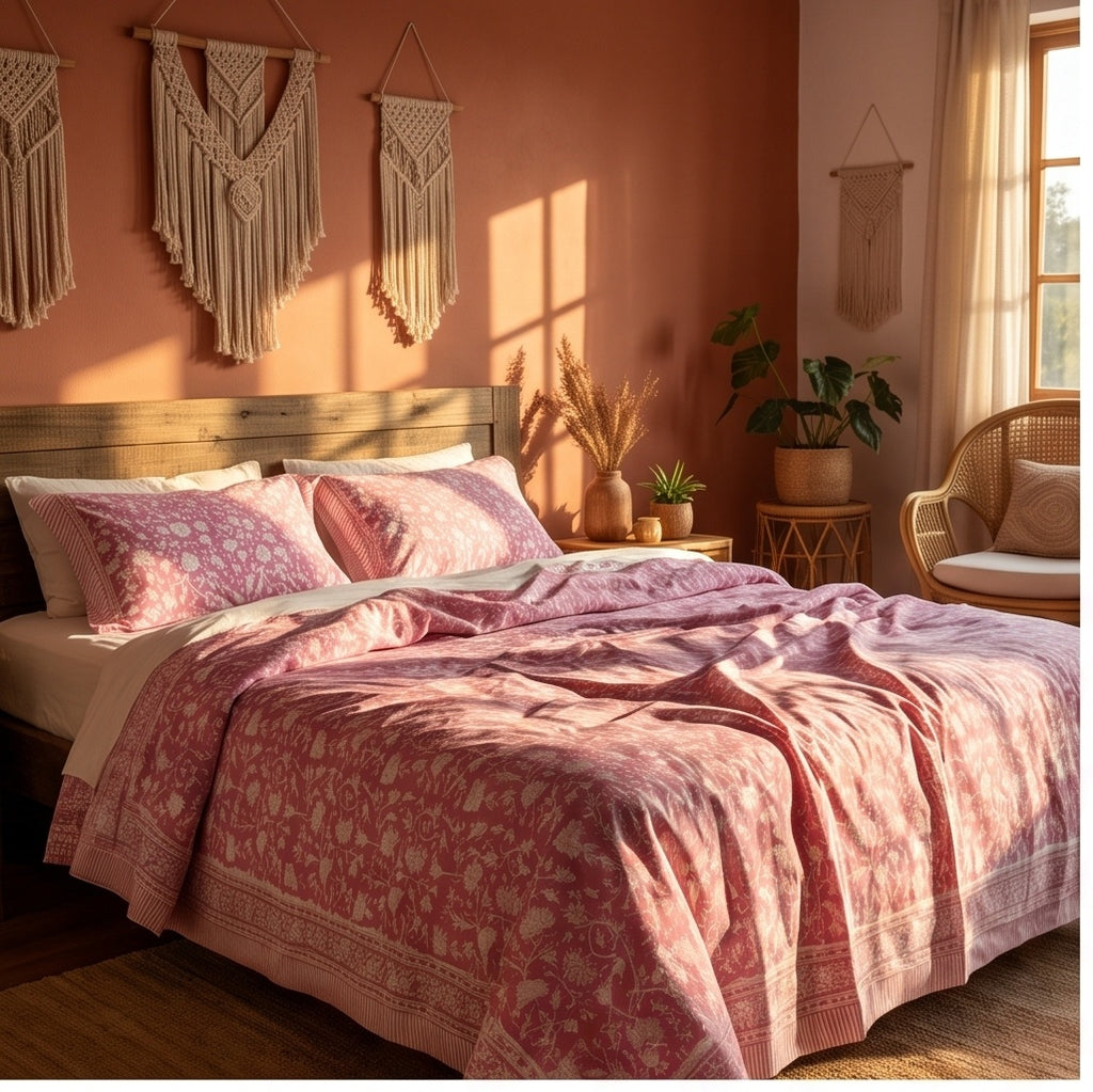Verde Fern Hand Block Printed King Bedsheet