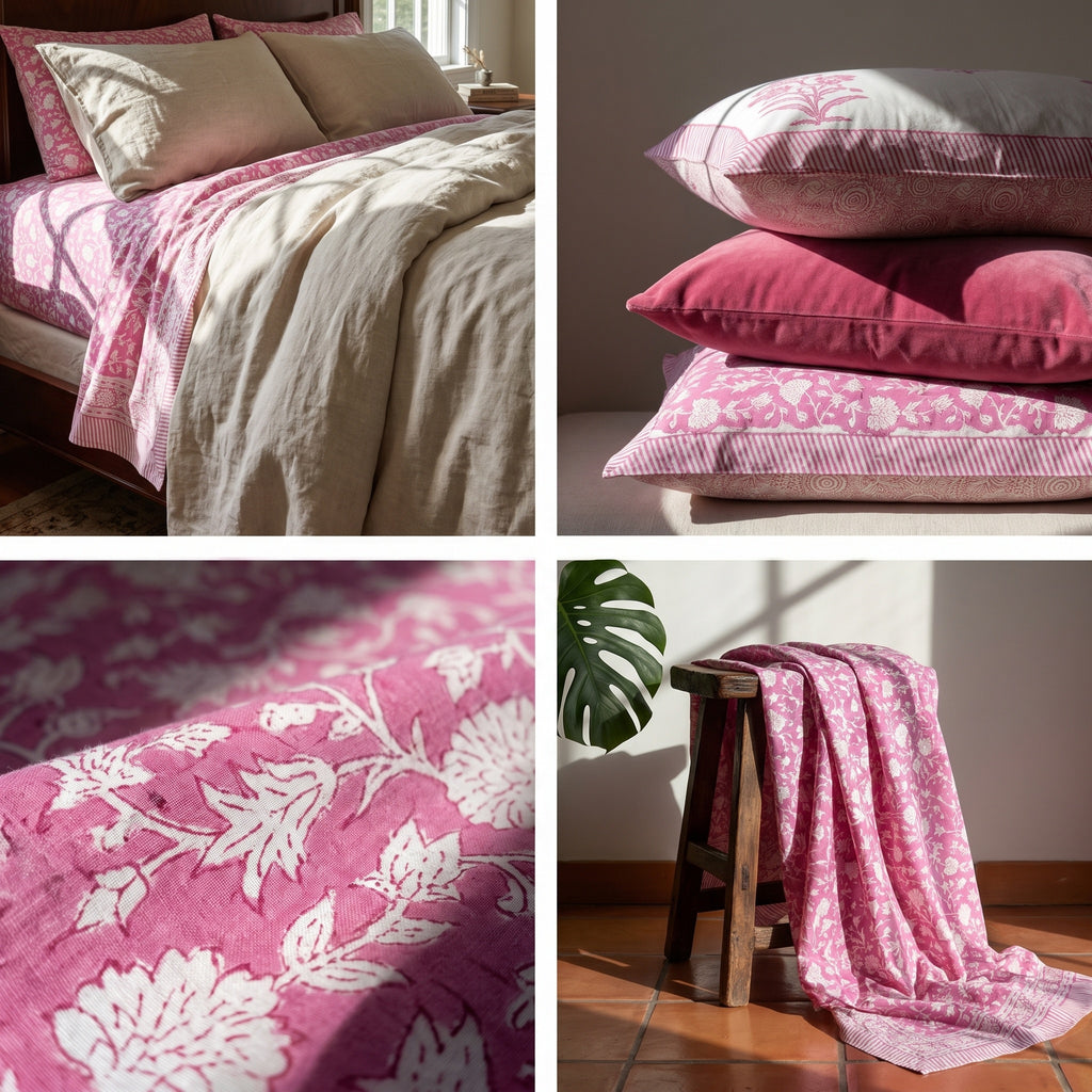 Verde Fern Hand Block Printed King Bedsheet