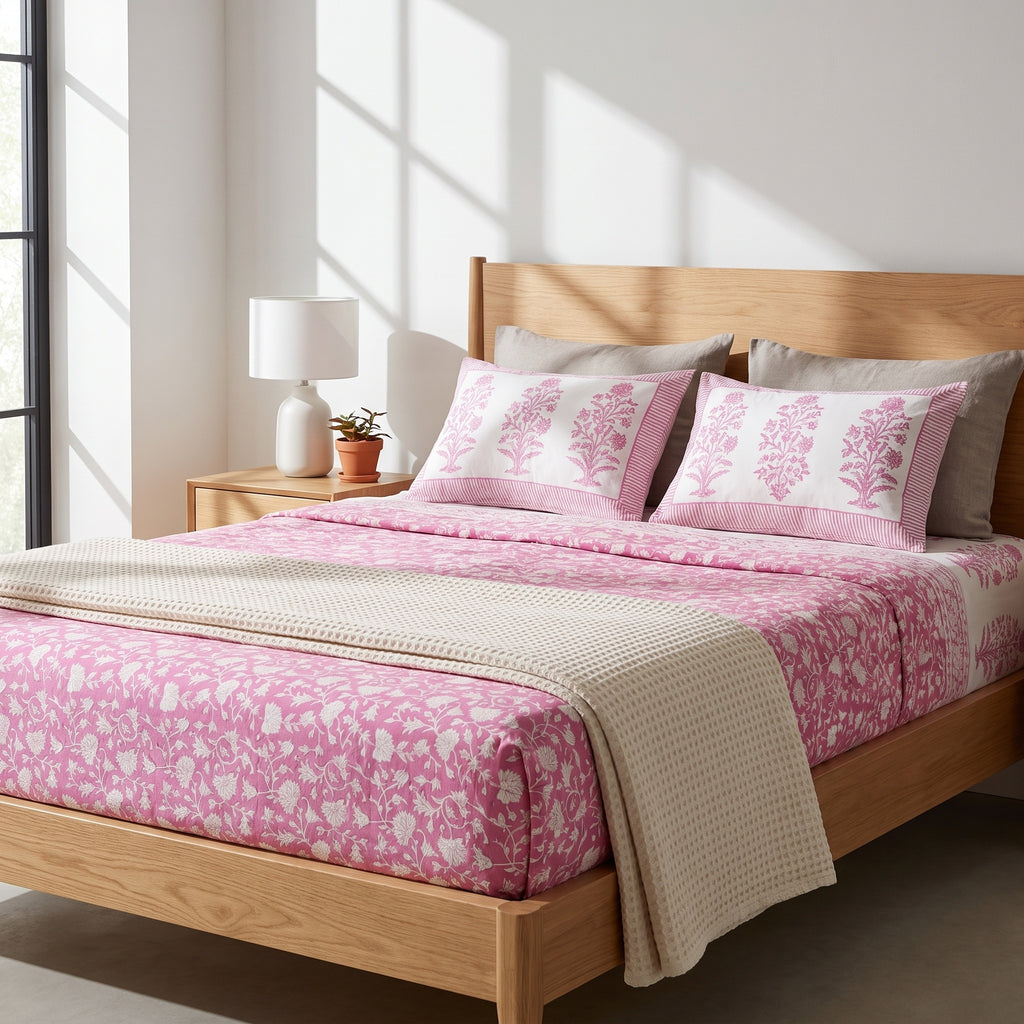 Verde Fern Hand Block Printed King Bedsheet