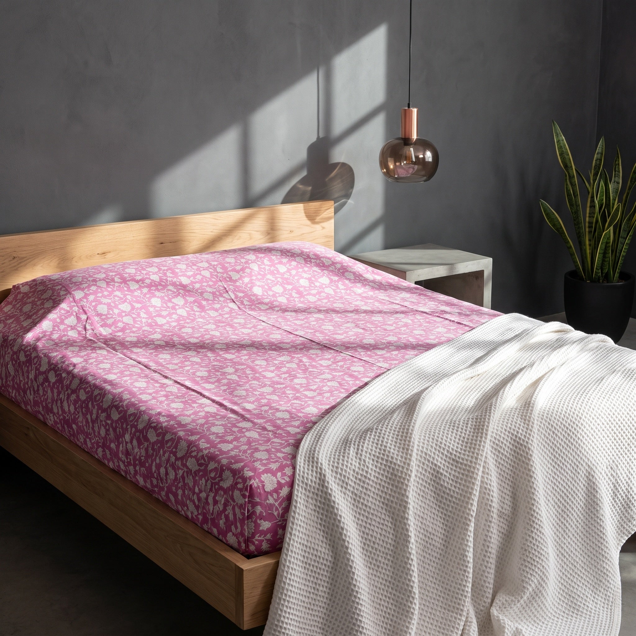 Verde Fern Hand Block Printed King Bedsheet