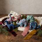 Handcrafted Cotton Elephant and Dinosaur Christmas Ornaments, Pack of 6