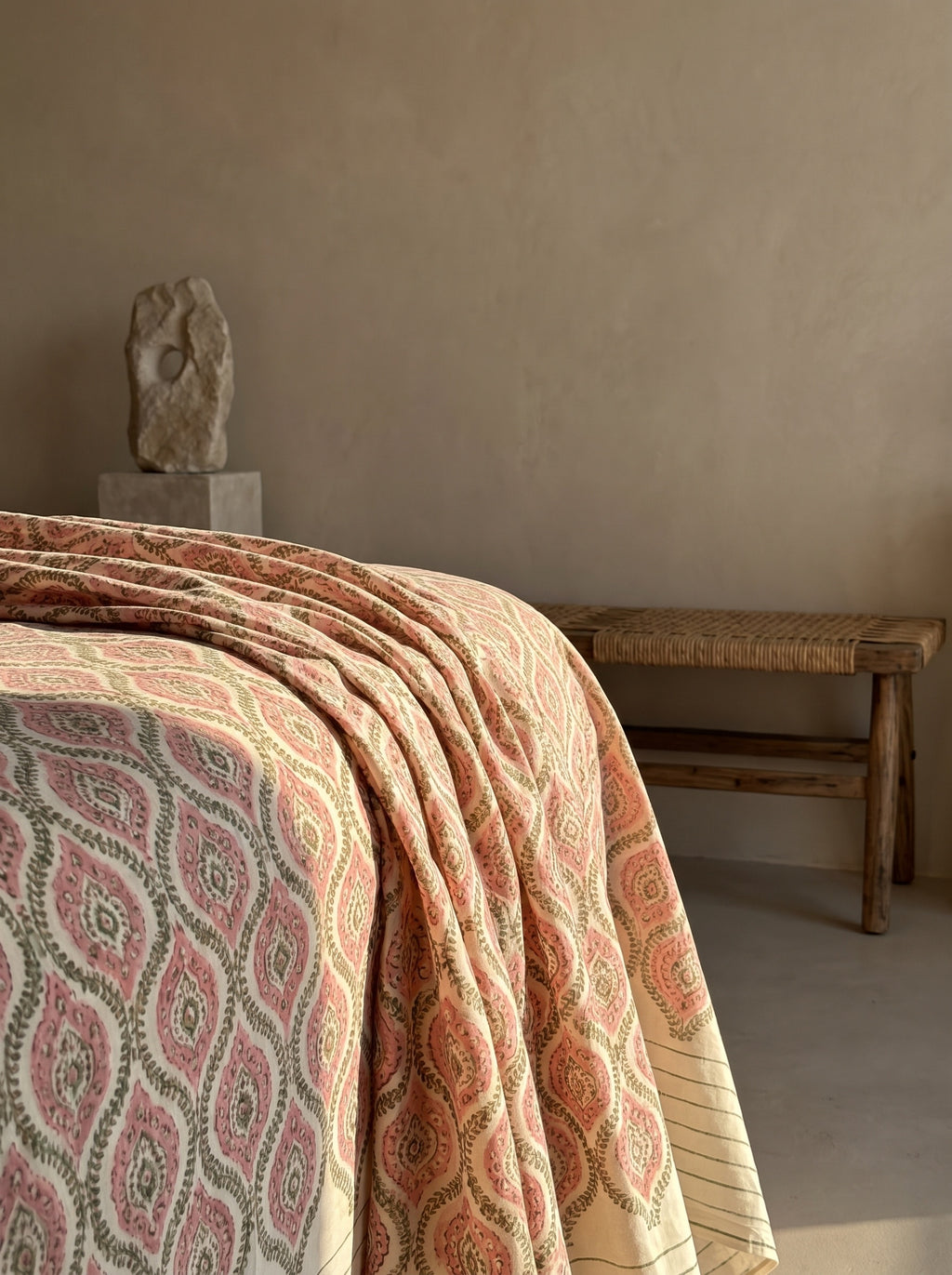 Sienna Terracotta Hand Block Printed King Bedsheet