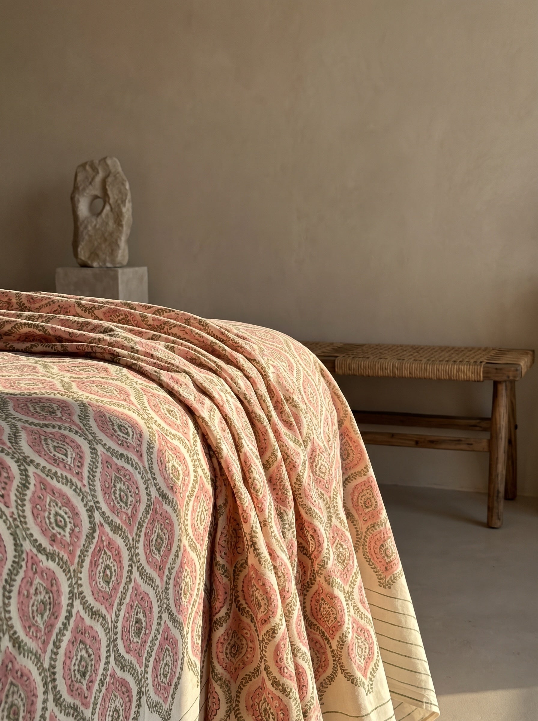 Sienna Terracotta Hand Block Printed King Bedsheet