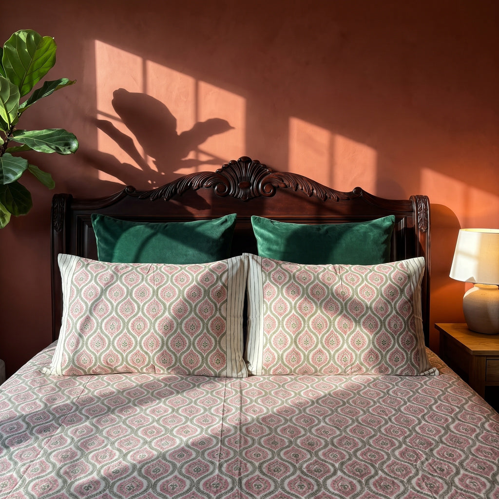 Sienna Terracotta Hand Block Printed King Bedsheet