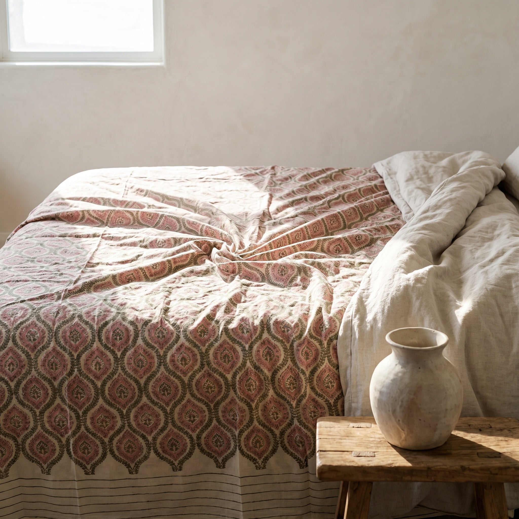 Sienna Terracotta Hand Block Printed King Bedsheet
