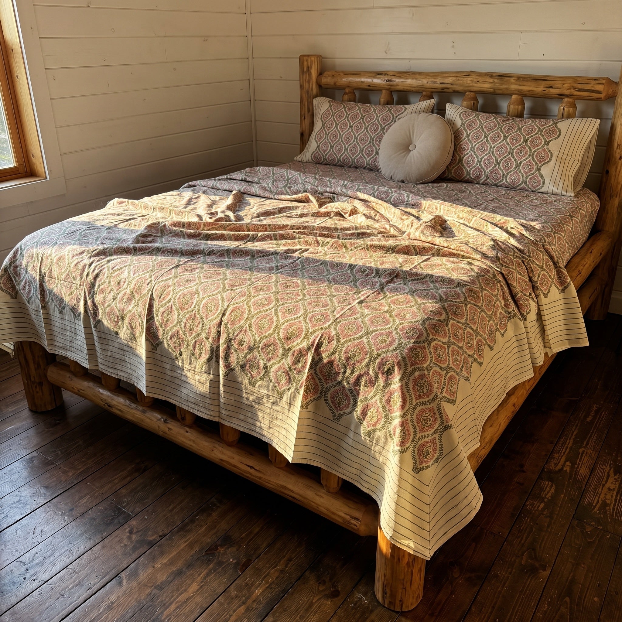 Sienna Terracotta Hand Block Printed King Bedsheet
