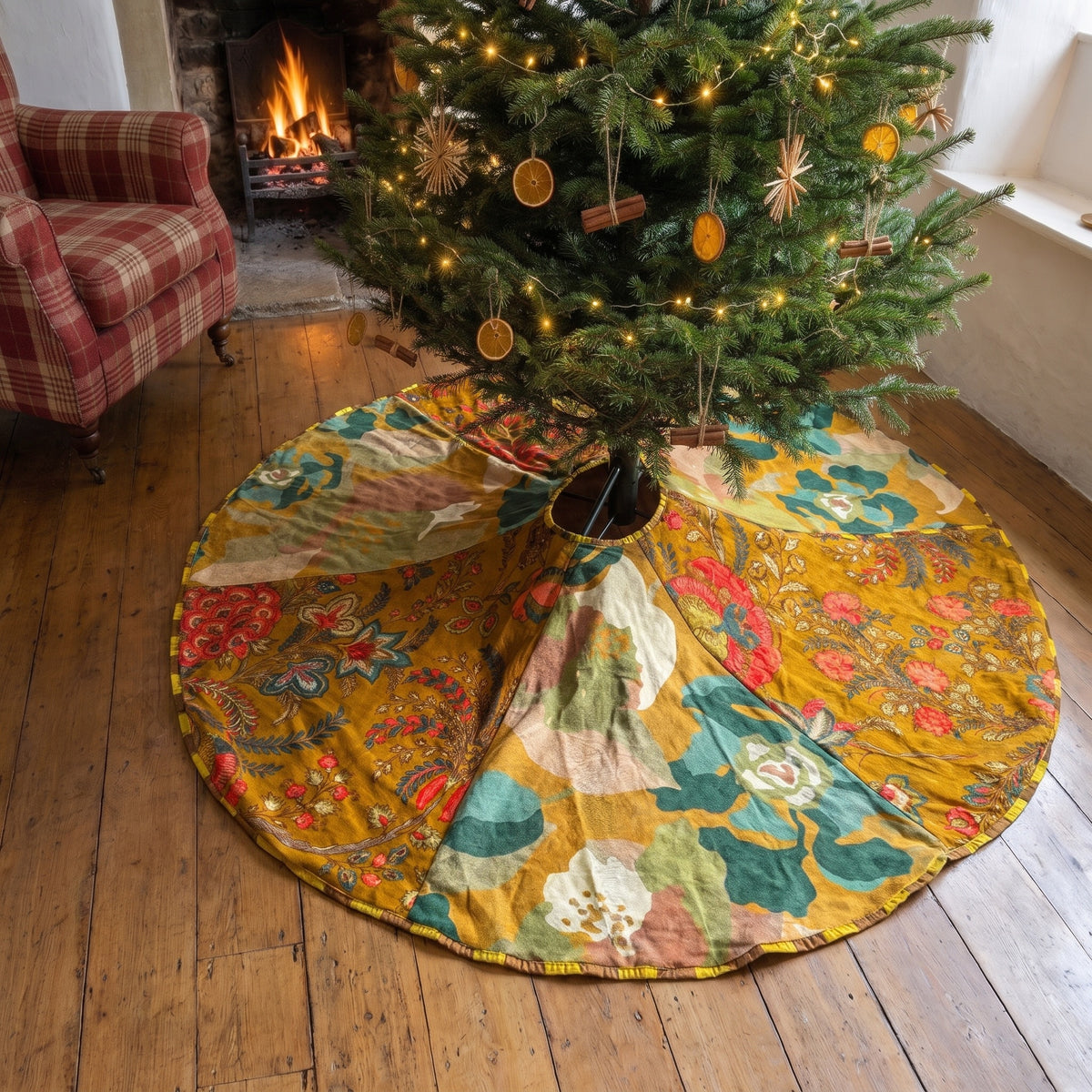 Hearth Solstice Reversible Velvet Patchwork Christmas Tree Skirt