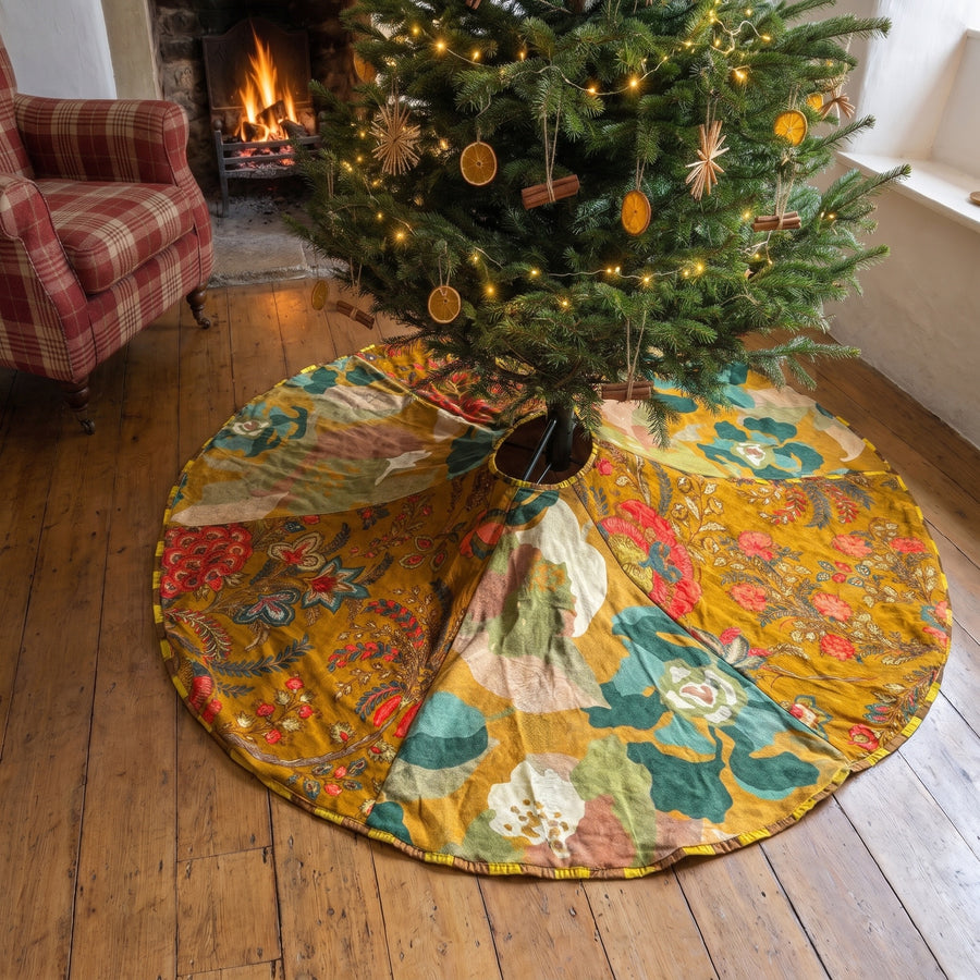 Hearth Solstice Reversible Velvet Patchwork Christmas Tree Skirt