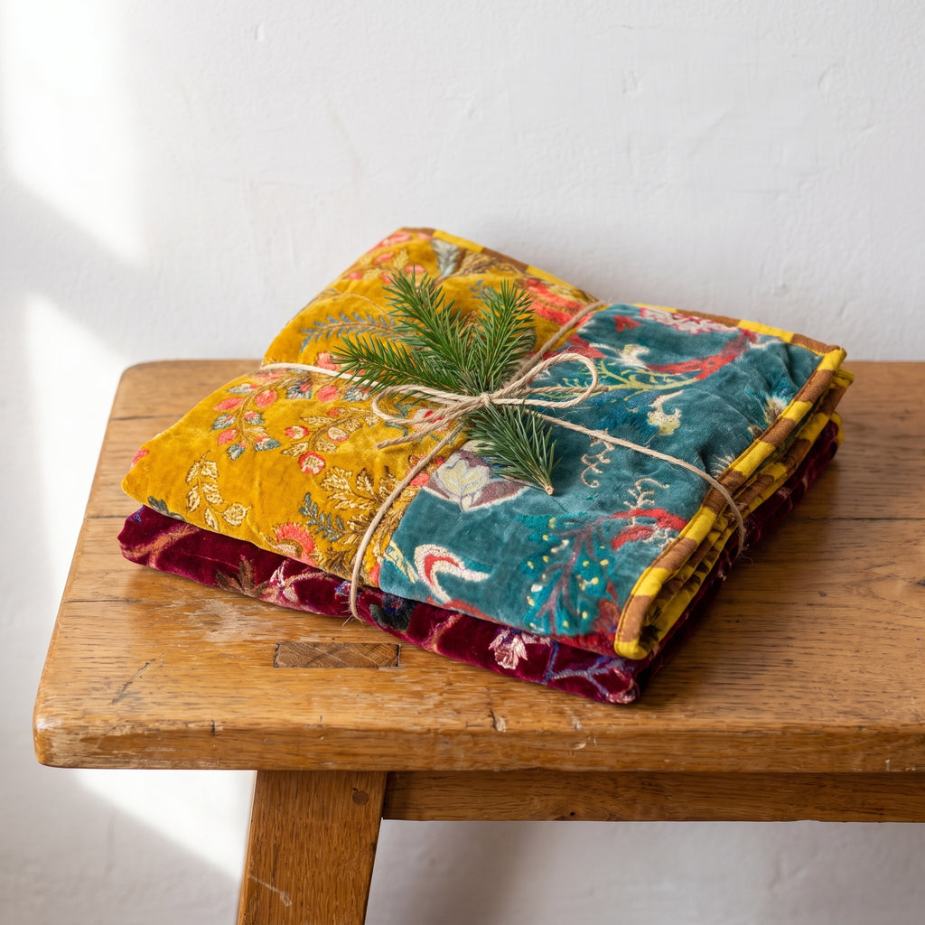 Noel Reverie Reversible Velvet Patchwork Christmas Tree Skirt